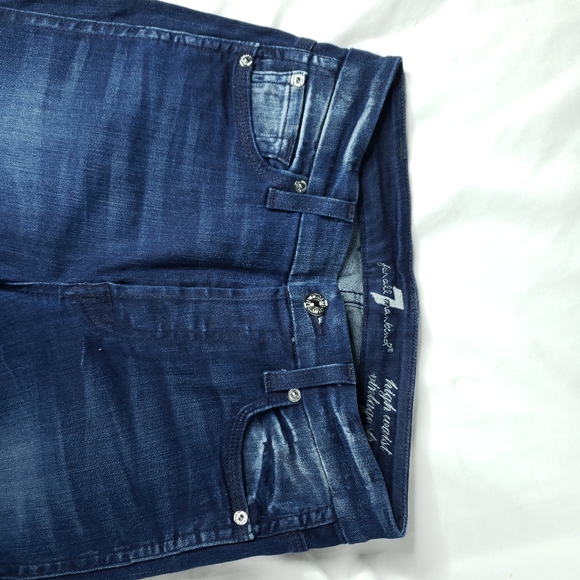 7 For All Mankind - High Waist Straight Legged Vintage Dark Wash Jeans - Picture 4 of 11